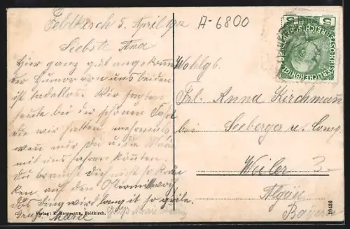 AK Feldkirch, Partie an der Ill mit Blick auf Brücke