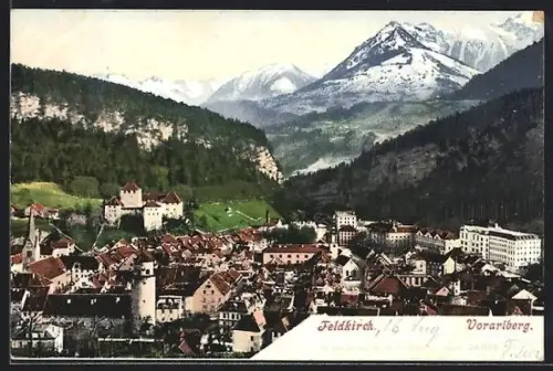 AK Feldkirch, Gesamtansicht aus der Vogelschau