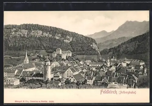AK Feldkirch, Totalansicht mit Gebirgslandschaft