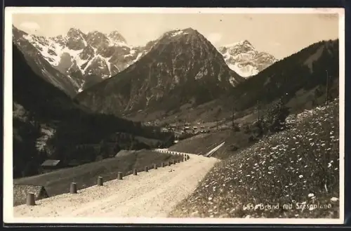 AK Brand, Strasse zum Ort mit Scesaplana