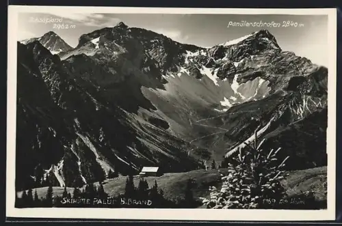 AK Brand, Blick zur Skihütte Palüd und zum Panülerschrofen