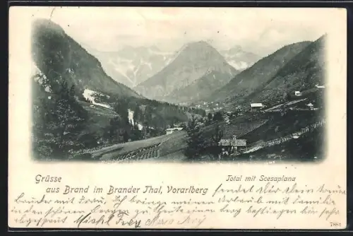 AK Brand im Brander Thal, Gesamtansicht mit Scesaplana