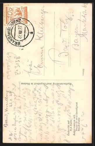 AK Brand /Vorarlberg, Ortsansicht von einem Feldweg aus