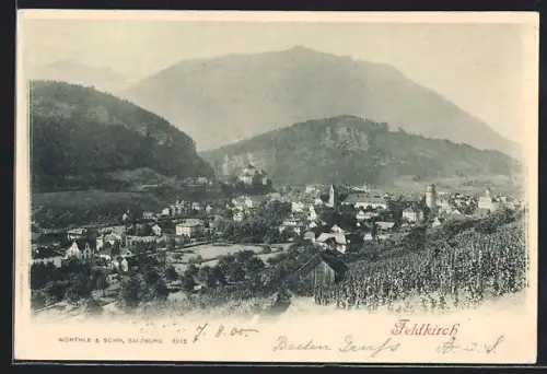 AK Feldkirch, Gesamtansicht aus der Vogelschau