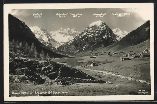 AK Brand im Brandener Tal, Ortsansicht mit Bergen