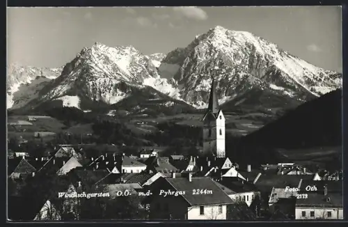AK Windischgarsten, Teilansicht mit Pyhrgas aus der Vogelschau