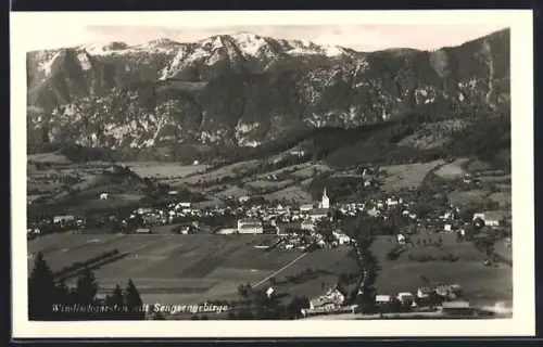 AK Windischgarsten, Gesamtansicht mit Sengsengebirge aus der Vogelschau