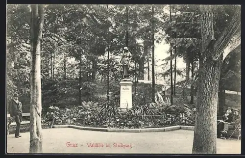 AK Graz, Waldlilie im Stadtpark, Statue