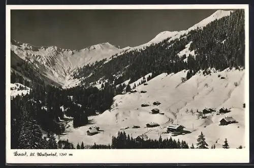 AK Baad /Kleinwalsertal, Ortsansicht im Winter aus der Vogelschau