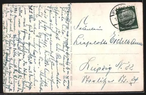 AK Ossiach am Ossiacher See, Seepartie mit Kirche aus der Vogelschau