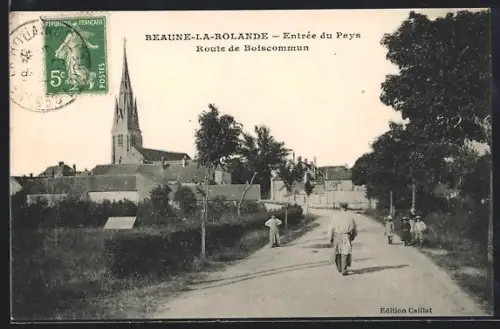 AK Beaune-la-Rolande, Entrée du Pays Route de Boiscommun