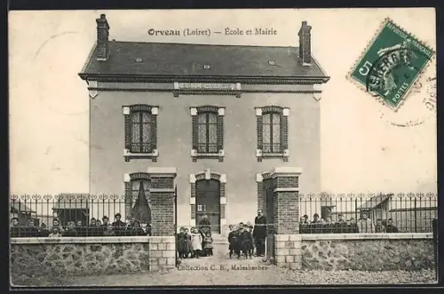 AK Orveau /Loiret, École et Mairie
