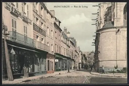 AK Montargis, Rue de Loing avec commerces et architecture historique