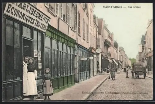 AK Montargis, Rue Dorée avec les Établissements Économiques Troyens