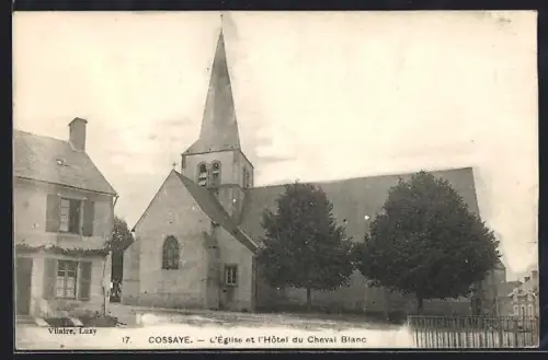 AK Cossaye, L`Église et l`Hôtel du Cheval Blanc