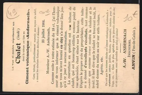 AK Anvin /Pas-de-Calais, Chalet avec terrasse en ciment volcanique Andernach