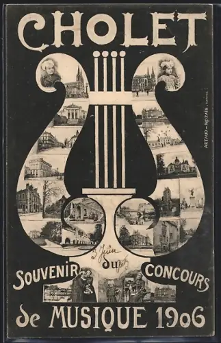 AK Cholet, Souvenir du Concours de Musique 1906 avec illustrations historiques