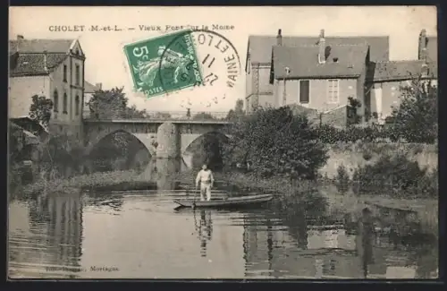 AK Cholet /M-et-L., Vieux Pont sur la Moine