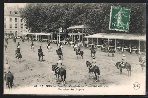 AK Saumur, École de Cavalerie, Carrousel militaire, Exercices des Bagues