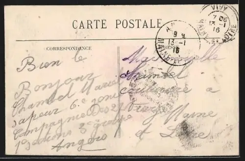 AK Angers, Manoeuvres de Pontage par le Génie, Construction d`un pont de bateaux sur la Loire