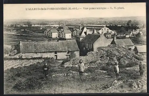 AK L`Alleud-de-la-Poissonnière /M.-et-L., Vue panoramique du village et des environs