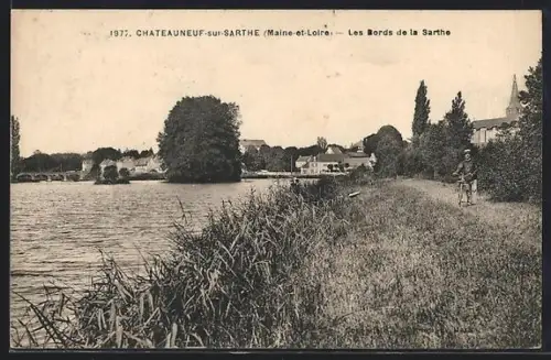 AK Châteauneuf-sur-Sarthe /Maine-et-Loire, Les Bords de la Sarthe