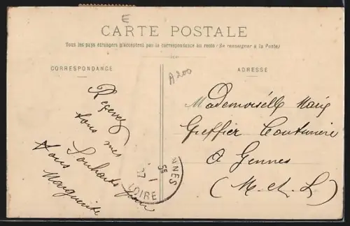 AK Puy-Notre-Dame, Meilleurs Souhaits avec illustrations et fleurs