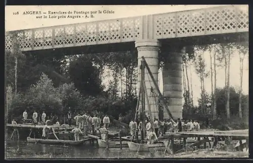 AK Angers, Exercices de Pontage par le Génie sur le Loir près Angers