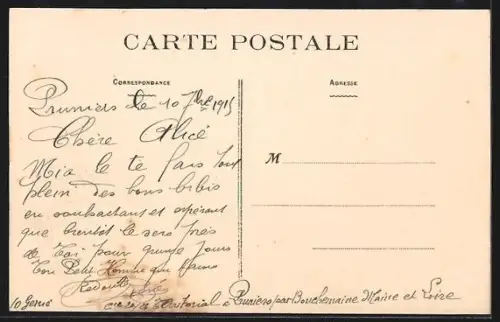 AK Pruniers, Carrefour des Moulins avec croix et moulins à vent