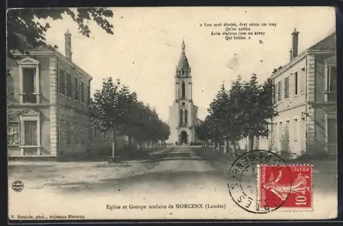 AK Morcenx /Landes, Église et Groupe scolaire de Morcenx