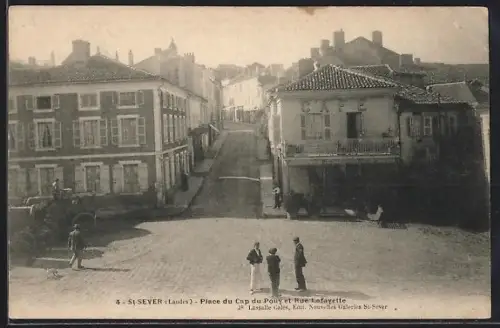AK St. Sever /Landes, Place du Cap du Pouy et Rue Lafayette