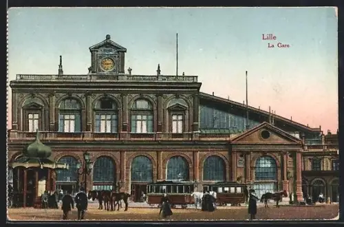 AK Lille, La Gare, Bahnhof