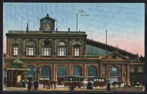 AK Lille, La Gare, Bahnhof