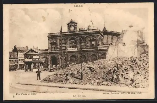 AK Lille, La Gare, Bahnhof