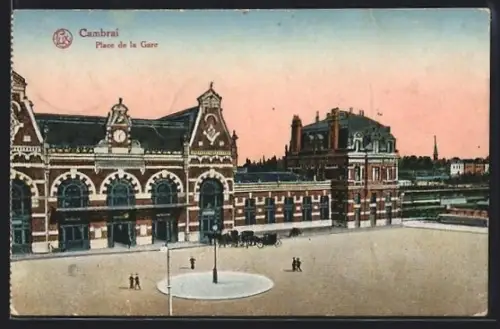 AK Cambrai, Place de la Gare