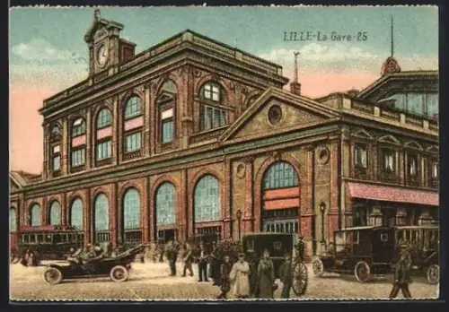 AK Lille, La Gare, Bahnhof
