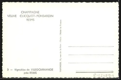 AK Reims, Champagne Veuve Clicquot-Ponsardin, Vignables de Villedommange près Reims, Wein