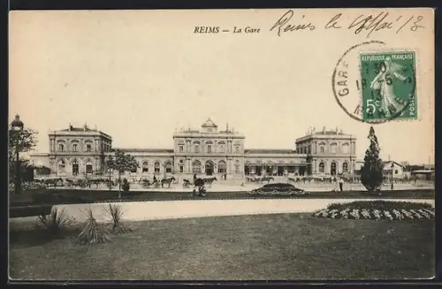 AK Reims, La Gare, Bahnhof