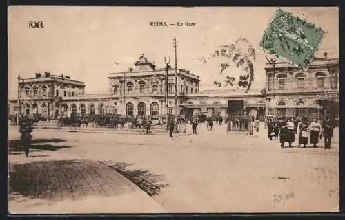 AK Reims, La Gare, Bahnhof