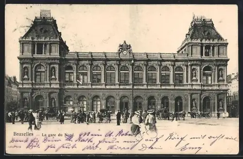 AK Bruxelles, La gare du Nord, Bahnhof