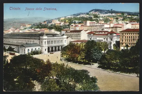 AK Trieste, Piazza della Stazione, Bahnhofsplatz
