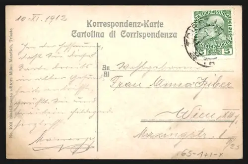 AK Trieste, Piazza della Stazione, Bahnhofsplatz