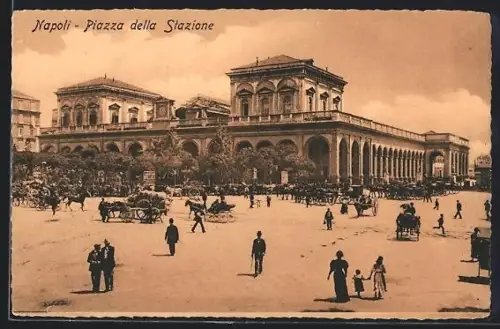AK Napoli, Piazza della Stazione, Bahnhof