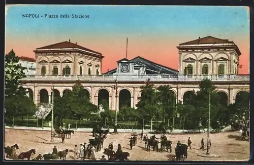 AK Napoli, Piazza della Stazione, Bahnhof