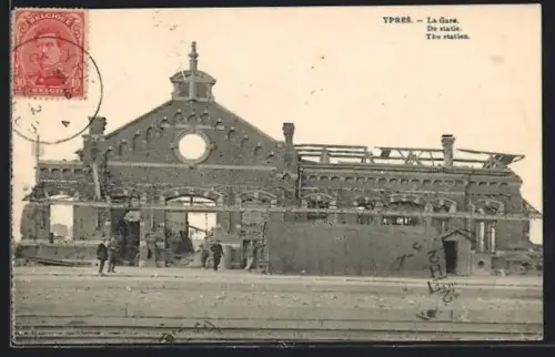 AK Ypres, La Gare, Bahnhof