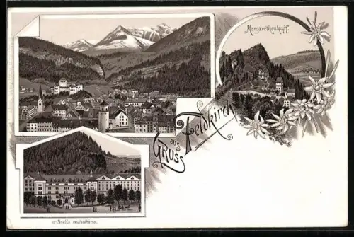 Lithographie Feldkirch, Stella Matutina, Margrethenkapf, Totalansicht