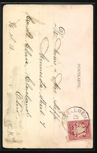 Künstler-AK Göllheim, Denkmal, Strassenpartie und Gesamtansicht