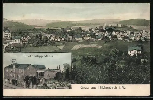 AK Hilchenbach i. W., Hotel Philipp Müller, Totalansicht