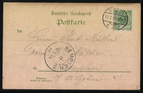 Lithographie Siegen, Bergmann, Hüttenthal, Oberers Schloss, Kaiser Wilhelm I.-Denkmal