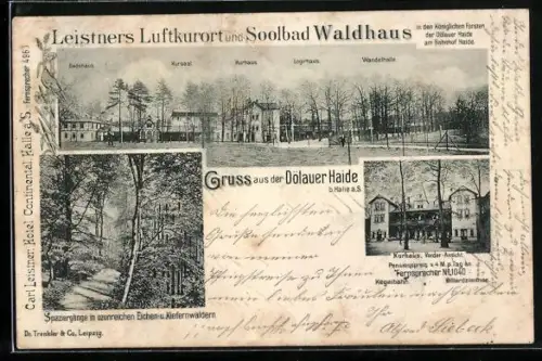 AK Halle /Saale, Gasthof Leistners Waldhaus in der Dölauer Haide, Vorderansicht Kurhaus